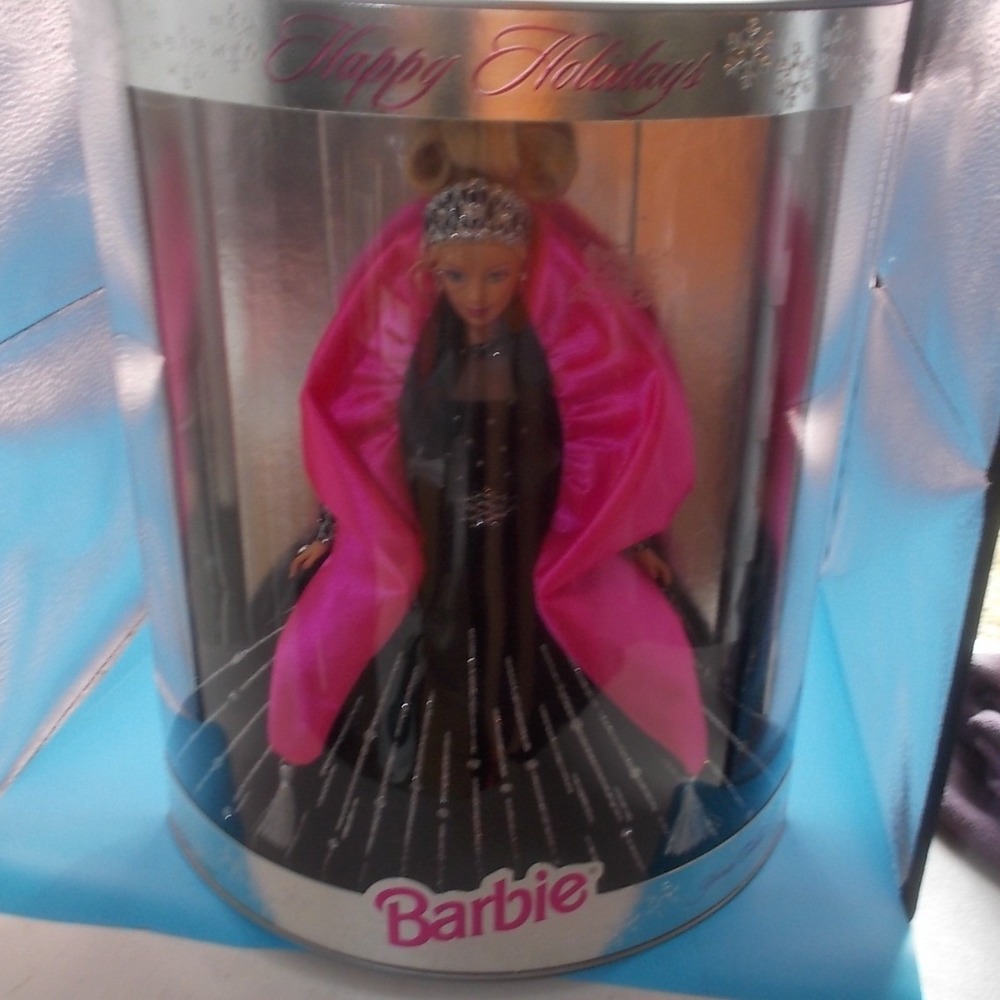 Mattel Happy Holidays Barbie 1998 Special Edition Doll Black Pink Gown 20200